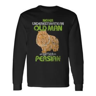 Vintage Never Underestimate An Old Man With A Persian Cat Long Sleeve T-Shirt - Monsterry DE