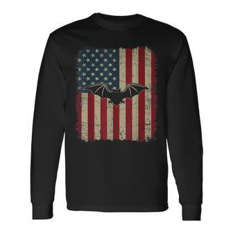 Vintage Usa Flag Bat Animals Lover Zookeeper Fathers Day Long Sleeve T-Shirt T-Shirt | Mazezy