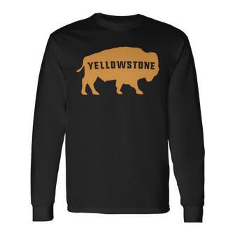 Vintage Yellowstone National Park Retro Bison Souvenir Long Sleeve T-Shirt | Mazezy