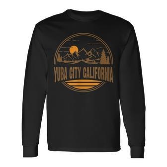 Vintage Yuba City California Mountain Hiking Souvenir Print Long Sleeve T-Shirt | Mazezy