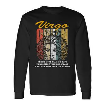 Virgo Queen Birthday Knows More Than She Says Long Sleeve T-Shirt | Mazezy AU