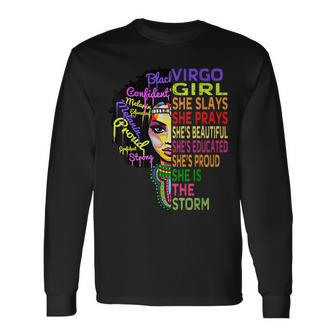 Virgo Queen Birthday I Am The Storm Dope Afro Long Sleeve T-Shirt | Mazezy