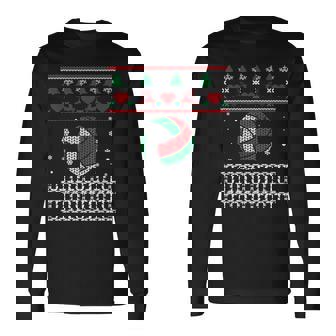 Volleyball Christmas Ugly Sweater For Volleyball Player Long Sleeve T-Shirt | Mazezy