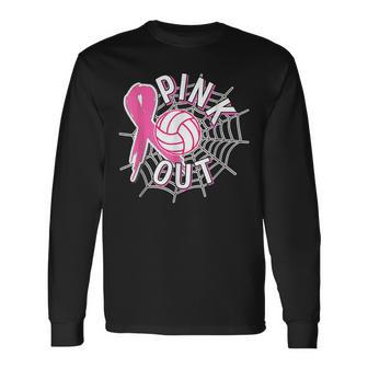 Volleyball Pink Out Pink Ribbon Breast Cancer Awareness Long Sleeve T-Shirt - Seseable