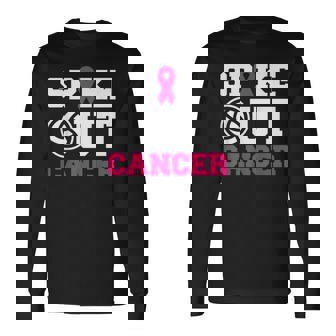 Volleyball Pink Ribbon Breast Cancer Awareness Long Sleeve T-Shirt | Mazezy