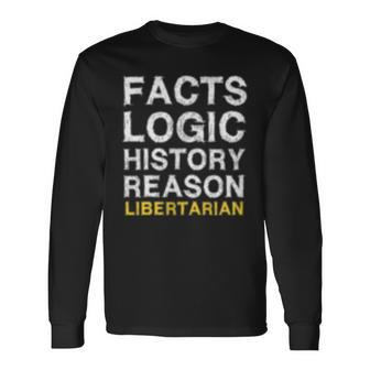 Votegold Vintage Distressed Libertarian Facts & Logic Long Sleeve T-Shirt T-Shirt | Mazezy