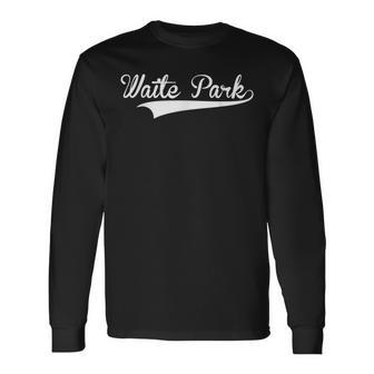 Waite Park Baseball Vintage Retro Font Long Sleeve T-Shirt | Mazezy