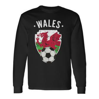 Wales Soccer Wales Flag Football Welsh Pride Roots Long Sleeve T-Shirt T-Shirt | Mazezy