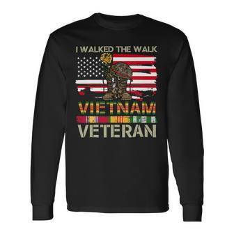 I Walked The Walk Vietnam Veterans American Flag 237 Long Sleeve T-Shirt - Monsterry