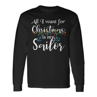 All I Want For Christmas Is My Sailor Party Pajama Outfits Long Sleeve T-Shirt - Monsterry