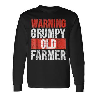 Warning Grumpy Old Farmer Grandpa Farmer Long Sleeve T-Shirt T-Shirt | Mazezy