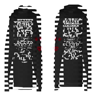 Warning Loved And Protected By A Poodle Dog Long Sleeve T-Shirt | Mazezy