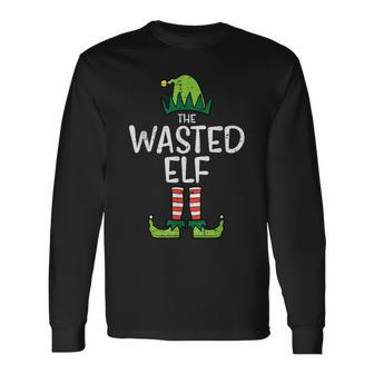 Wasted Elf Xmas Pjs Matching Christmas Pajamas For Family Long Sleeve T-Shirt - Seseable