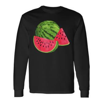 Watermelon Summer Watermelons Fruit Food Lover Graphic Long Sleeve - Monsterry