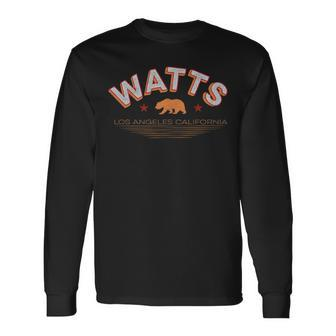 Watts Los Angeles Neighborhood Cali Bear T Long Sleeve T-Shirt | Mazezy