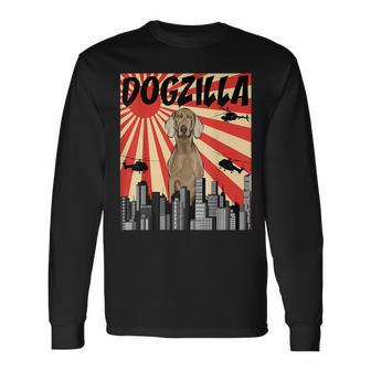 Weimar Dogzilla Japanese Dog Puppy Long Sleeve T-Shirt | Mazezy