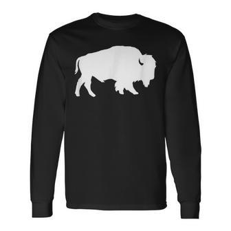 White Buffalo Silhouette Shadow T Long Sleeve T-Shirt | Mazezy