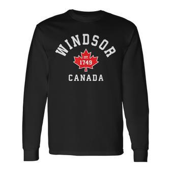 Windsor Canada Canadian Flag Maple Leaf Eh Long Sleeve T-Shirt | Mazezy