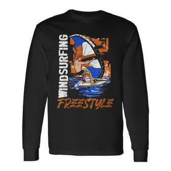Windsurfing Freestyle Water Sports Sailboard Windsurfer Long Sleeve T-Shirt | Mazezy