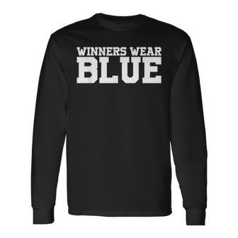 Winners Wear Blue Team Spirit Game Competition Color Sports Long Sleeve T-Shirt - Monsterry