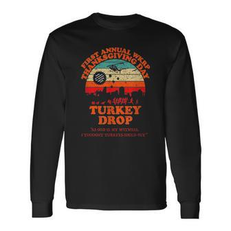Wkrp Turkey Drop Turkey Thanksgiving Turkey Fly For Turkey Lovers Long Sleeve T-Shirt T-Shirt | Mazezy UK
