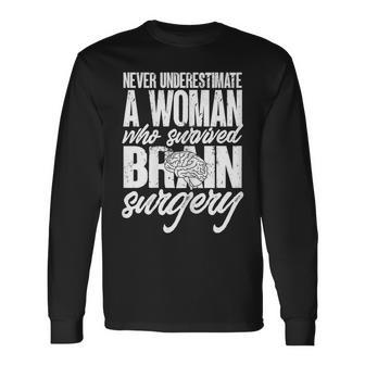 Woman Survived Brain Surgery Brain Surgery Survivor Long Sleeve T-Shirt - Monsterry AU