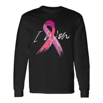 I Won Breast Cancer Awareness Support Pink Ribbon Survivor Long Sleeve - Monsterry
