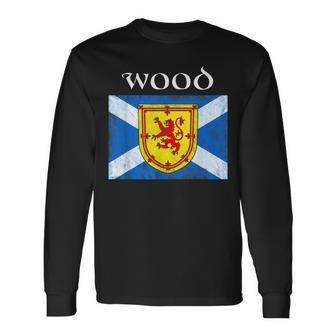Wood Clan Scottish Name Scotland Flag Wood Long Sleeve T-Shirt | Mazezy
