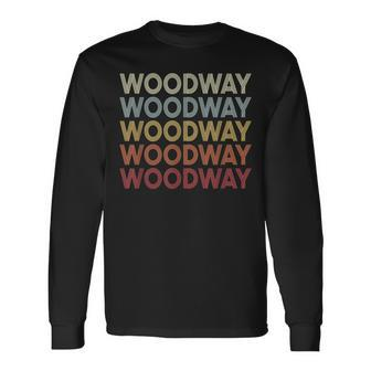 Woodway Texas Woodway Tx Retro Vintage Text Long Sleeve T-Shirt | Mazezy