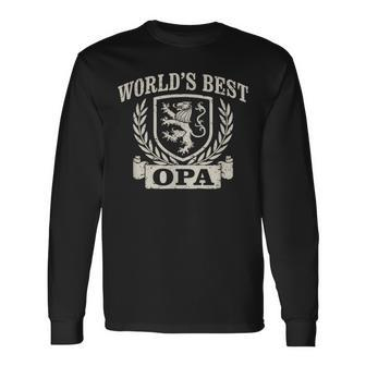 World's Best Opa Vintage Crest Grandpa Long Sleeve T-Shirt - Seseable
