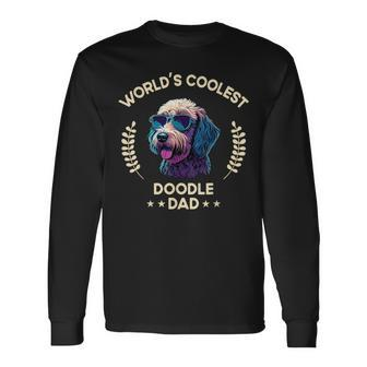 Worlds Coolest Dog Dad Papa Men Doodle Long Sleeve T-Shirt - Seseable
