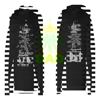 Men Worlds Dopest Dad Cannabis 420 Leaf Weed Fathers Day Long Sleeve T-Shirt - Thegiftio