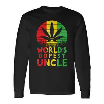 Worlds Dopest Uncle Rasta Jamaican Weed Cannabis Stoner Long Sleeve T-Shirt | Mazezy