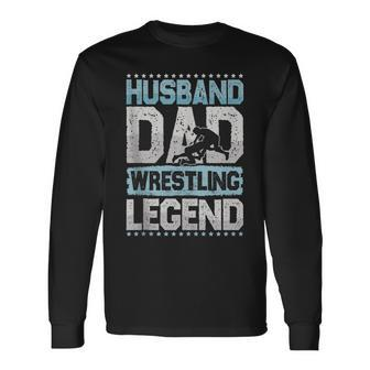 Wrestling Husband Dad Rings Legend Rings Long Sleeve T-Shirt T-Shirt | Mazezy CA