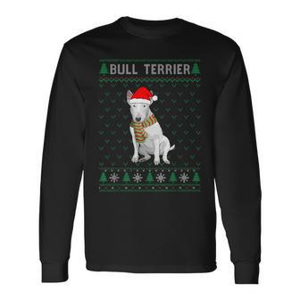 Xmas Bull Terrier Dog Ugly Christmas Sweater Party Long Sleeve T-Shirt - Monsterry CA