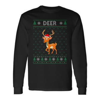 Xmas Deer Ugly Christmas Sweater Party Long Sleeve T-Shirt - Monsterry AU