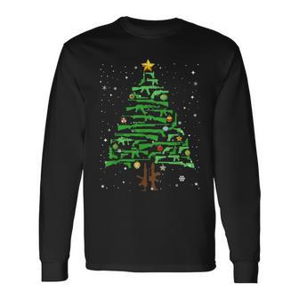 Xmas Patriotic 2Nd Amendment Gun Christmas Tree Long Sleeve T-Shirt - Thegiftio UK