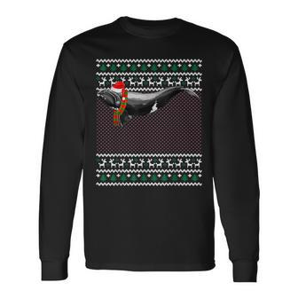 Xmas Santa Hat North Atlantic Right Whale Ugly Christmas Long Sleeve T-Shirt | Mazezy