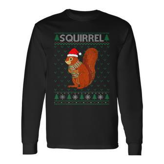Xmas Squirrel Ugly Christmas Sweater Party Long Sleeve T-Shirt - Monsterry CA