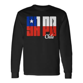 Ya Po Chile Flag And Map Word Fill Chile Long Sleeve T-Shirt T-Shirt | Mazezy