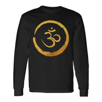 Zen Buddha Energy Symbol Golden Yoga Meditation Harmony Long Sleeve T-Shirt | Mazezy CA