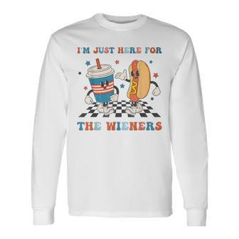 4Th Of July Hot Dog Im Just Here For The Wieners Long Sleeve T-Shirt - Monsterry AU