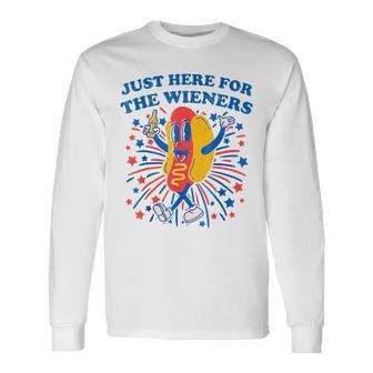 4Th Of July Hot Dog Im Just Here For Wieners Long Sleeve T-Shirt - Monsterry UK