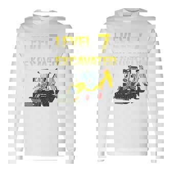 7Th Bday Boy Outfit 7 Year Old Excavator Birthday Party Long Sleeve T-Shirt | Mazezy