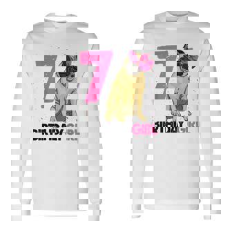 7Th Birthday Girl Pug Birthday Party For Pug Lovers Long Sleeve T-Shirt | Mazezy