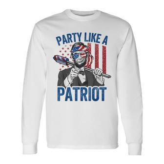 Abraham Lincoln 4Th Of July American Usa Flag Long Sleeve T-Shirt T-Shirt | Mazezy