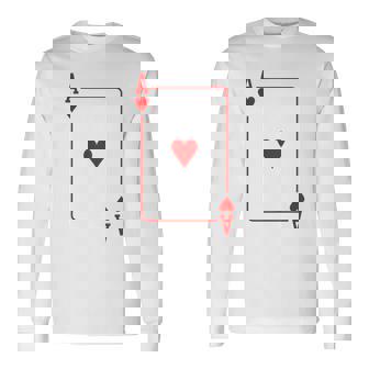 Ace Of Hearts Playing Card Poker Player Halloween Costume Long Sleeve T-Shirt - Thegiftio UK