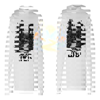 Alatna River Retro Minimalist River Alatna Long Sleeve T-Shirt | Mazezy