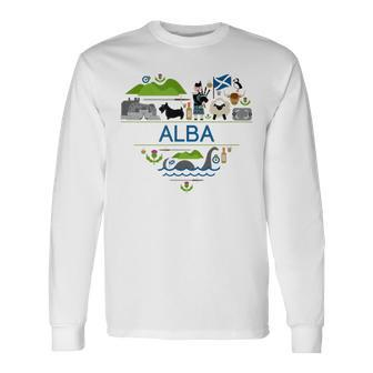Alba Love Illustrated Celtic Scot Scotland Pride Long Sleeve T-Shirt | Mazezy