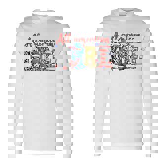 All American Girl Western Cowgirl Cowboy Boots 4Th Of July Long Sleeve T-Shirt | Mazezy